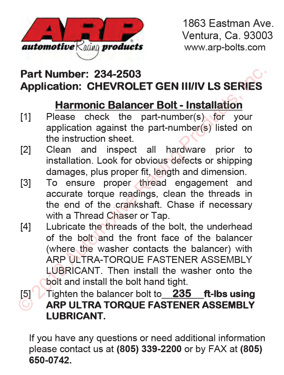 ARP Balancer Bolt - 234-2503 LS1 LS2 L77 L98 LS3