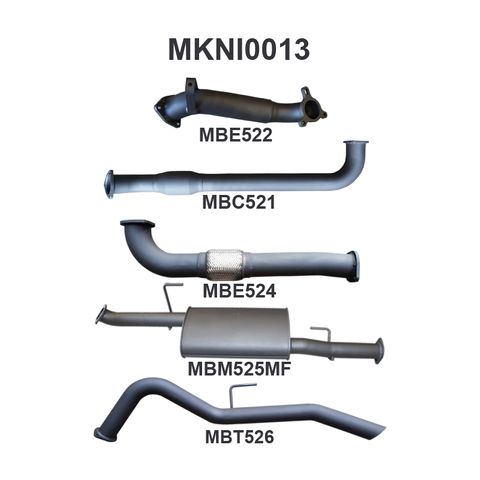 Nissan Navara D40 2.5L Turbo Diesel THAI BUILT Ute Aluminised Steel Exhaust System - 3in Cat Full Pipe with Medium Noise Levels (April 2007 Onwards)