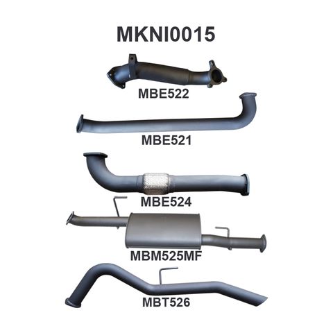 Nissan Navara D40 2.5L Turbo Diesel Ute Aluminised Steel 3" Catless Full Exhaust System - Medium Noise Levels (THAI Built April 2007 Onwards)