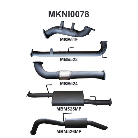 Nissan Navara D40 2.5L Turbo Diesel Spanish-Built Automatic (with DPF) April 2007 - 2015 Ute Aluminised Steel 3in Exhaust System with No Catalytic Converter | Low Noise Levels