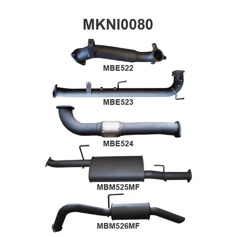 Nissan Navara D40 2.5L Turbo Diesel THAI BUILT Automatic (DPF) Ute Aluminised Steel 3in DPF & Cat Delete Exhaust System April 2007 - 2015 Quiet Noise Levels