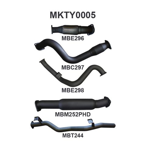 Toyota Landcruiser 79 Series VDJ79 4.5L Turbo Diesel Single Cab Ute 2007-2016 Aluminised Steel 3in Cat Full Exhaust System Without DPF - Medium Noise Levels