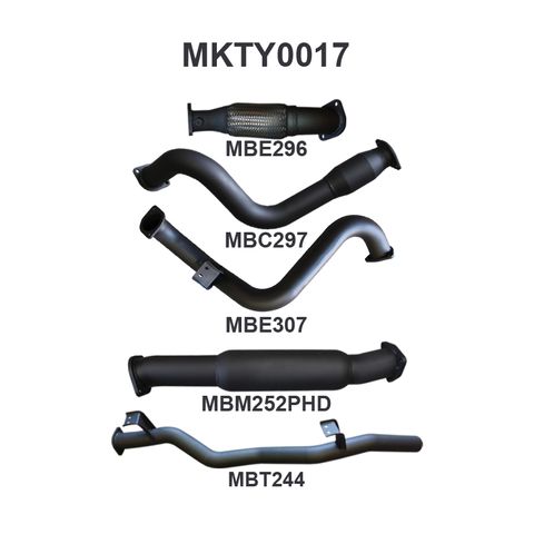 Toyota Landcruiser 75, 78 Series VDJ78 4.5L Turbo Diesel 2007-2016 (No DPF) Troop Carrier Aluminised Steel 3in Catalytic Converter Full Exhaust System - Medium Noise Levels