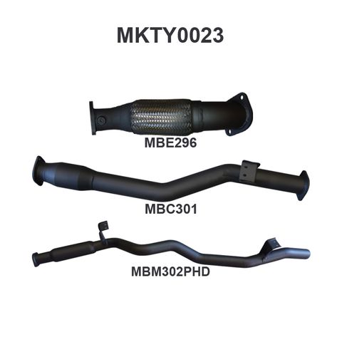 Toyota Landcruiser 76 Series VDJ76 4.5L 1VD Turbo Diesel Wagon 2007-2016 Aluminised Steel 3in Exhaust System with Catalytic Converter - Medium Noise Levels