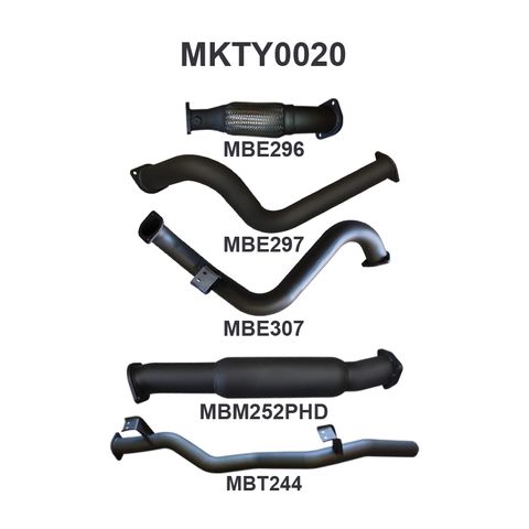 Toyota Landcruiser 75/78 Series VDJ78 4.5L Turbo Diesel 2007-2016 (No DPF) Aluminised Steel 3in Exhaust System - No Cat, Medium Noise Levels - Troop Carrier