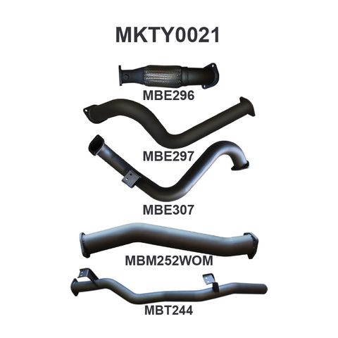 Toyota Landcruiser VDJ78 4.5L V8 Turbo Diesel 2007-2016 (without DPF) Troop Carrier Aluminised Steel 3in Catless Full Exhaust System - Loud Noise Levels