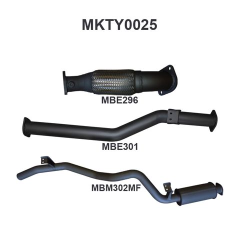 Toyota Landcruiser 76 Series VDJ76 4.5L 1VD V8 Turbo Diesel 2007 - 2016 Wagon Aluminised Steel 3in Exhaust System Without Catback for Quiet Noise Levels