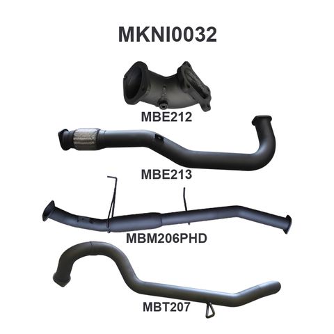 Nissan Patrol GU 2.8L Turbo Diesel Wagon Aluminised Steel 3in Single Full Exhaust System - Medium Noise Levels