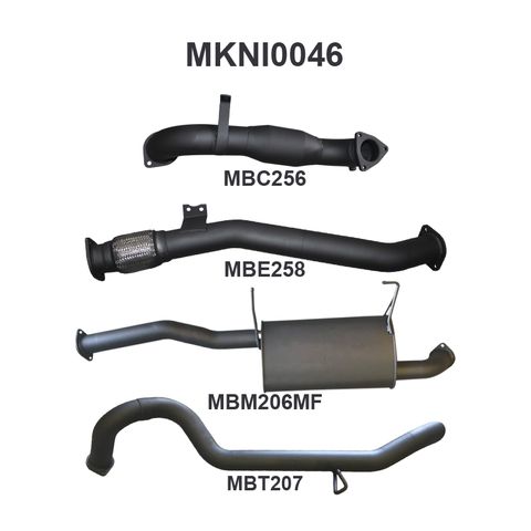 Nissan Patrol GU 3.0L Turbo Diesel Wagon (2007-2017) Aluminised Steel Quiet Cat Back Exhaust System - 3in