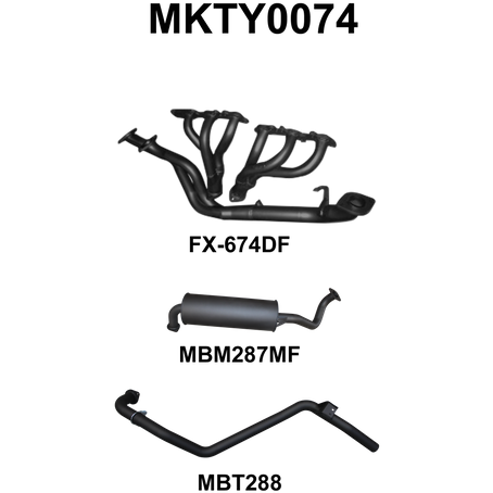 Toyota Landcruiser 80 Series FZJ80 4.5L 1FZ Petrol Wagon Aluminised Steel 2.5in Single Full Exhaust System - Medium Noise Levels