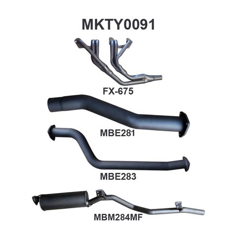 Toyota Landcruiser 75, 78 Series & FJ75 4.0L 3F Petrol Troop Carrier Ute Aluminised Steel 2.5in Single Full Exhaust System - Low Noise Levels