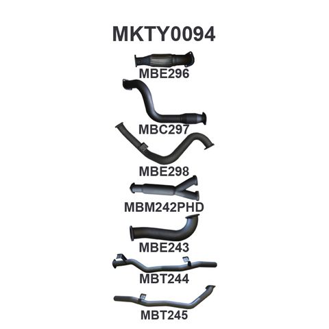 Toyota Landcruiser 79 Series VDJ79 4.5L Turbo Diesel Single Cab 2007-2016 (Without DPF) Ute Exhaust - Aluminised Steel 3in With Cat, Medium Noise Levels