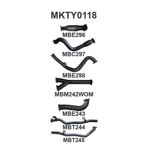 Toyota Landcruiser 79 VDJ79 4.5L V8 Turbo Diesel Single Cab 2007-2016 (Without DPF) Ute Aluminised Steel 3in Cat Full Exhaust System - Loud Noise Levels