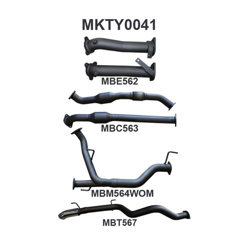 Toyota Landcruiser 200 Series VDJ200 4.5L V8 Twin Turbo Diesel Wagon 2007-2015 Aluminised Steel 2.5in Dual into 3in Single Exhaust (Turbo Back - Loud Noise Levels)