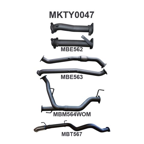 Toyota Landcruiser 200 Series VDJ200 4.5L Twin Turbo Diesel 2007-2015 Wagon Aluminised Steel 2.5in Dual into 3in Single (Turbo Back Exhaust - Loud Noise Levels)