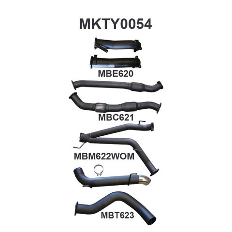 Toyota Landcruiser 200 Series VDJ200 4.5L Twin Turbo Diesel 2007-2015 Wagon Aluminised Steel Exhaust System 3in Dual into 4in Single with Loud Noise Levels