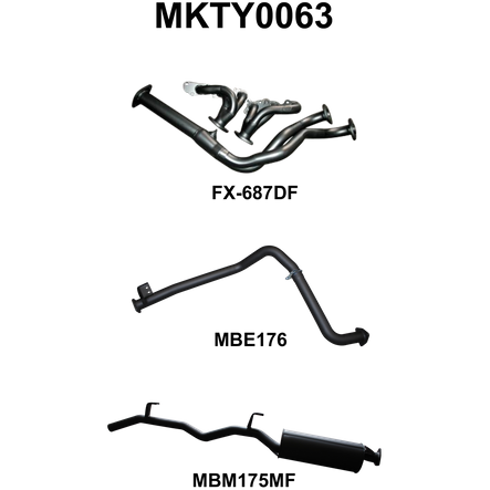 Toyota Landcruiser 75, 78 Series FZJ75, FZJ78 4.5L 1FZ Petrol & Troop Carrier Ute Aluminised Steel 2.5in Single Full Exhaust System - Low Noise Levels