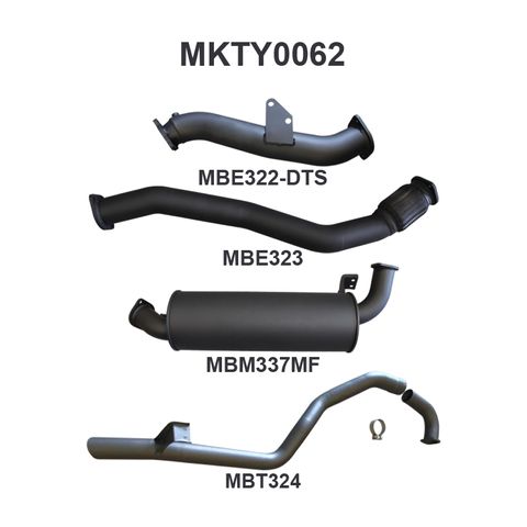 Toyota Landcruiser 105 Series HZJ105 4.2L 1HZ Diesel Wagon Aftermarket Turbo Aluminised Steel 3in Single Full Exhaust System - Quiet Noise Levels