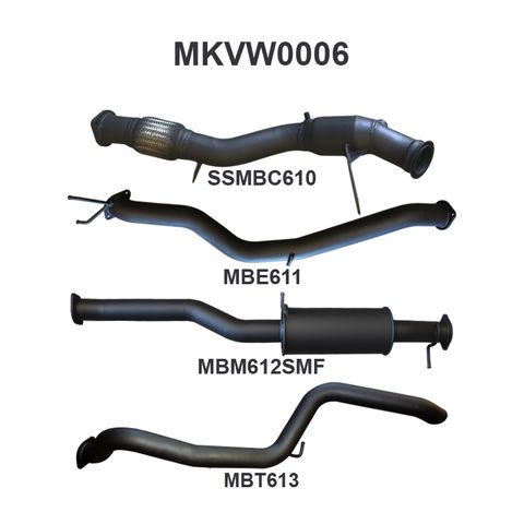 Volkswagen Amarok 2011-2012 TDI400, TDI420 2H 2.0L Bi-Turbo Ute Aluminised Steel 3in Cat Back Exhaust System - Medium Noise Level