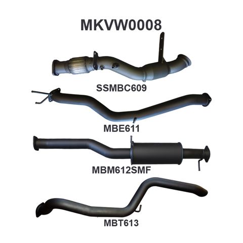 Volkswagen Amarok June 2012 Onwards TDI400/TDI420 2H 2.0L Bi-Turbo Ute Aluminised Steel 3in Cat Back Exhaust System - Medium Noise Levels