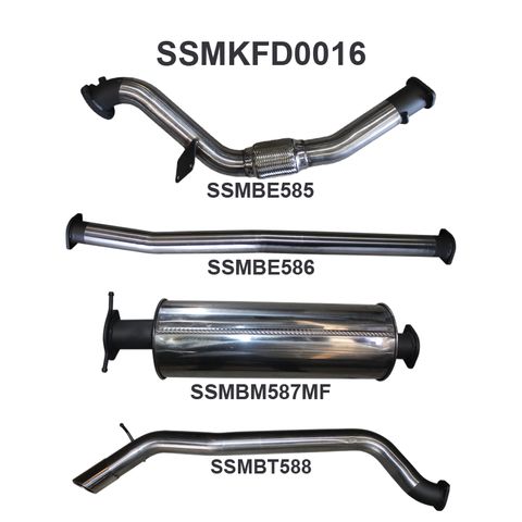 Ford Ranger PX 3.2L CRD 2011-2016 Ute Stainless Steel Exhaust System - No Cat, Quiet Noise Levels