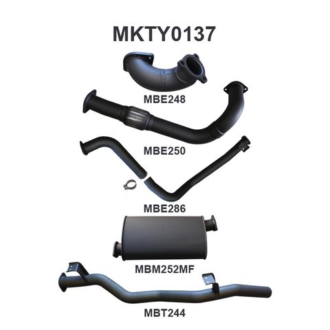 Toyota Landcruiser HZJ75, 78 Series & Troop Carrier 4.2L 6cyl Diesel Aftermarket Turbo Ute Aluminised Steel 3in Single Full Exhaust System - Quiet Noise Levels