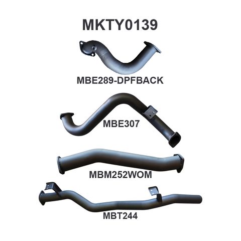 Toyota Landcruiser 75, 78 Series VDJ78 4.5L 1VD Turbo Diesel Oct 2016 on Troop Carrier 3in Single DPF Back Aluminised Steel Exhaust System with Quiet Noise Levels