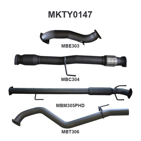 Toyota Hilux KUN26R/KUN16R 2005-2015 3.0L Turbo Diesel D4D Ute Aluminised Steel Catback Exhaust System - Medium Noise Levels