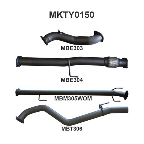 Toyota Hilux KUN26R/KUN16R 3.0L Turbo Diesel D4D 2005-2015 Ute Aluminised Steel Exhaust System - No Cat, Loud Sound Levels