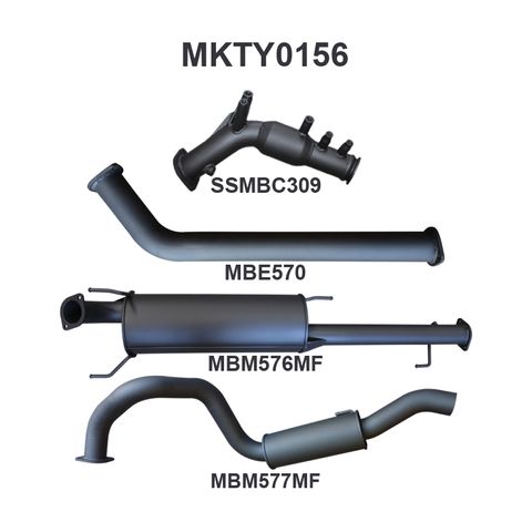 Toyota Prado GUN150R 2.8L Turbo Diesel (with DPF) October 2015-Current Wagon Aluminised Steel 3in Catalytic Converter Back Exhaust System - Low Noise Levels