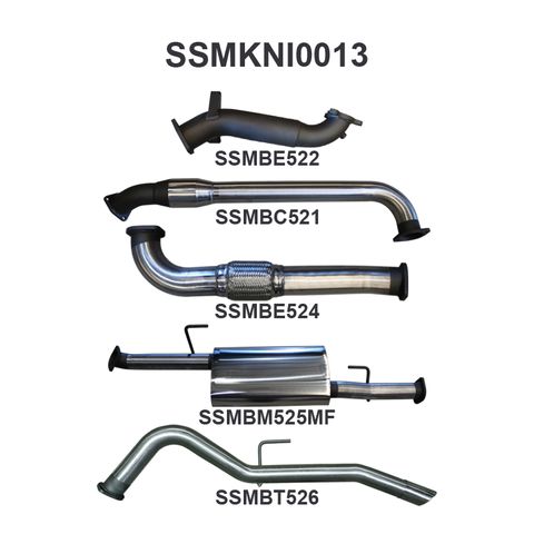 Nissan Navara D40 2.5L Turbo Diesel THAI BUILT Ute Stainless Steel Cat-Back Exhaust System - Medium Noise Levels (April 2007 Onwards)