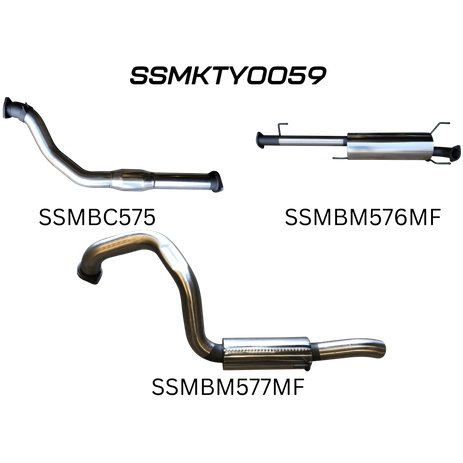 Toyota Prado KDJ120R/KDJ150R 3.0L Turbo Diesel Wagon (2007-2015) Stainless Steel Catback Exhaust System - Quiet Noise Levels