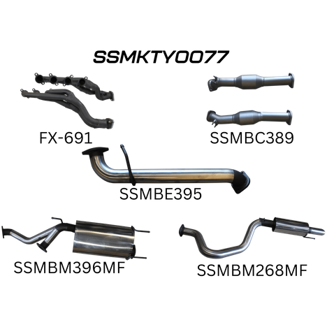 Toyota Landcruiser 100 Series UZJ100 4.7L 1UZ V8 Petrol Wagon Stainless Steel 3in Single Full Exhaust System - Reduced Noise Levels