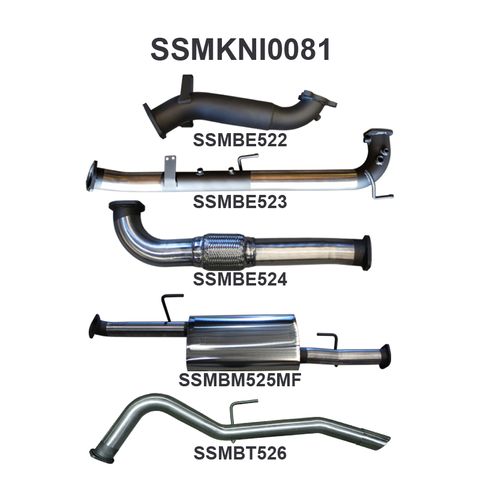 Nissan Navara D40 2.5L Turbo Diesel THAI BUILT Automatic (with DPF) 2007-2015 Ute Stainless Steel 3in Full Exhaust System - Medium Noise Levels