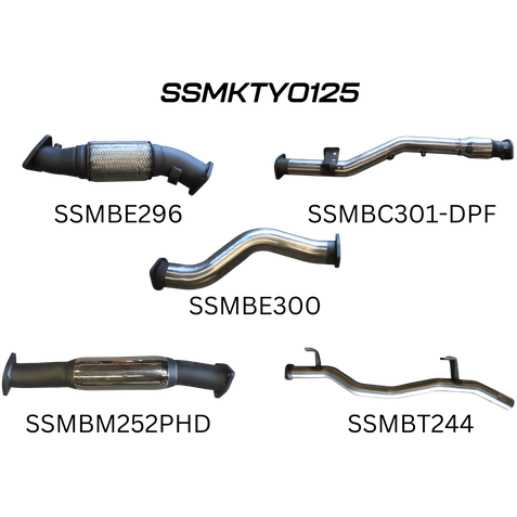 Toyota Landcruiser 79 Series VDJ79 Single & Dual Cab 4.5L 1VD Turbo Diesel (with DPF) Oct 2016 on Ute Stainless Steel 3in Single Turbo Back Exhaust - Medium Noise Levels