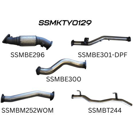 Toyota Landcruiser 79 Series VDJ79 Single & Dual Cab 4.5L 1VD V8 Turbo Diesel Ute Exhaust System - Oct 2016 Onwards (with DPF) - Stainless Steel 3in Single Turbo Back, Loud Noise Levels