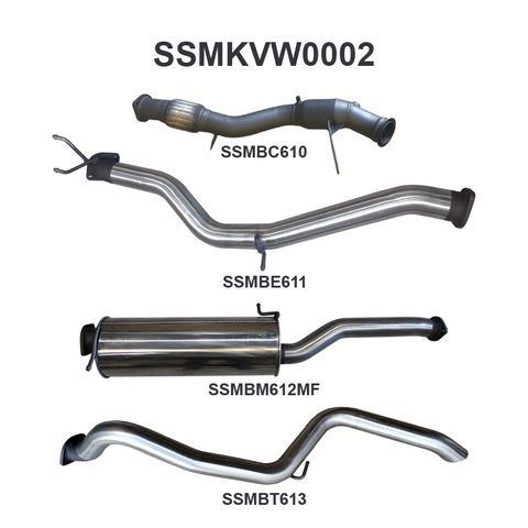 Volkswagen Amarok 2011-2012 TDI400/TDI420 2.0L Bi-Turbo Ute Stainless Steel 3in Cat Back Exhaust System - Low Noise Levels