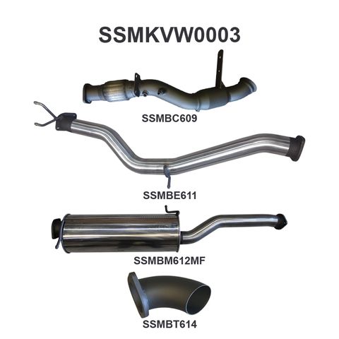 Volkswagen Amarok June 2012-onwards TDI400/TDI420 2H Bi-Turbo Ute Stainless Steel 3in Catalytic Converter Full Exhaust System - Ultra Low Noise Levels