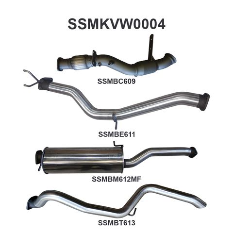 Volkswagen Amarok TDI400 & TDI420 2H 2.0L Bi-Turbo Ute June 2012 Onwards Stainless Steel 3in Catalytic Converter Full Exhaust System - Low Noise Levels