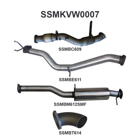 Volkswagen Amarok TDI400/TDI420 2H Bi-Turbo Ute (June 2012 Onwards) Stainless Steel 3in Cat Back Exhaust System - Medium Noise Levels