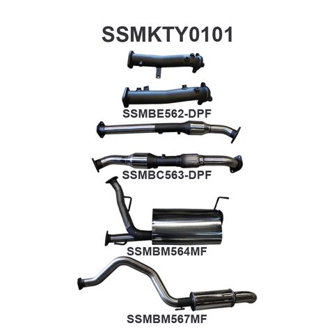 Toyota Landcruiser 200 Series VDJ200 4.5L Twin Turbo Diesel (with DPF) 2015 Wagon 2.5in Dual to 3in Single Stainless Steel Exhaust System - Quiet Noise Levels