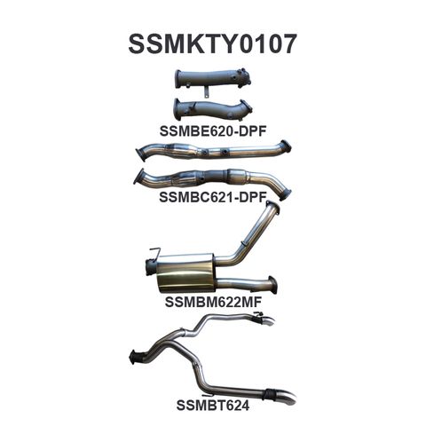 Toyota Landcruiser 200 Series VDJ200 4.5L Twin Turbo Diesel Wagon (with DPF) 2015-on Stainless Steel 3in Dual Exit Extreme Turbo Back Exhaust - Medium Noise Levels