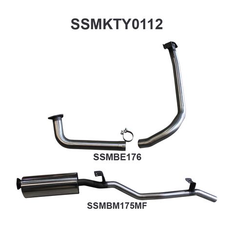 Toyota Landcruiser 75, 78 Series & Troop Carrier FZJ75, FZJ78 4.5L 1FZ Petrol Ute - Stainless Steel 2.5in Single Extractors Back Exhaust - Low Noise Levels