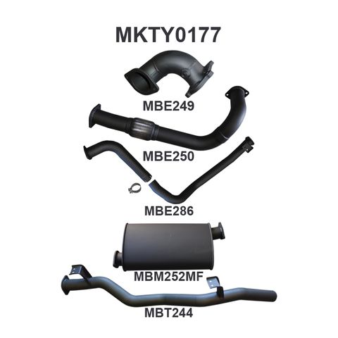 Toyota Landcruiser 75/78 Series HZJ75 & Troop Carrier 4.2L 6Cyl Diesel Ute Aluminised Steel 3in Single Full Exhaust System - Medium Noise Levels