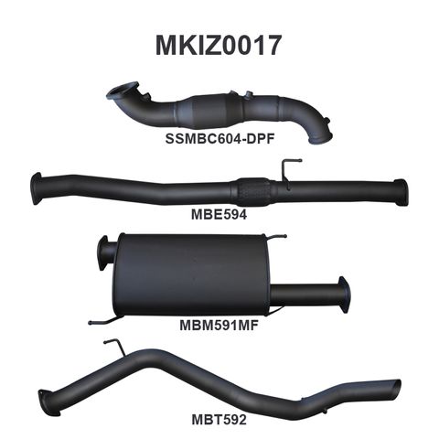 Isuzu MU-X 3.0L CRD Jan 2017 Onwards (with DPF) SUV Aluminised Steel Quiet Noise Levels Cat Turbo Back Exhaust System - 3in