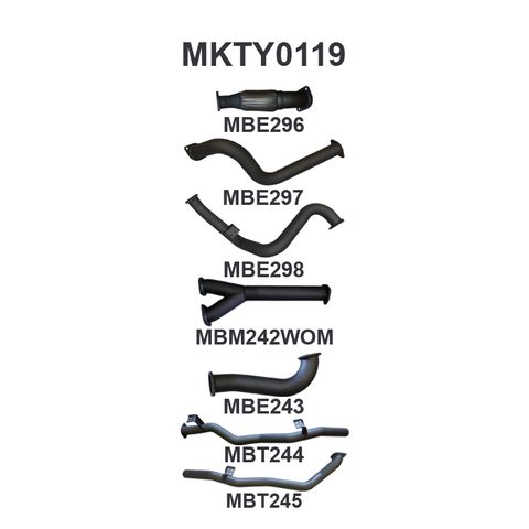 Toyota Landcruiser VDJ79 4.5L Turbo Diesel Single Cab 2007-2016 Ute Aluminised Steel 3in Catless Exhaust System - Loud Noise Levels (No DPF)