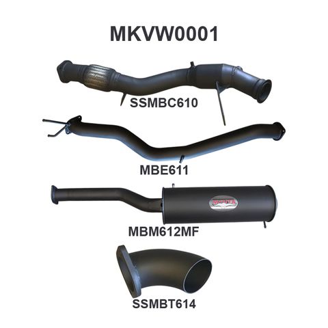 Volkswagen Amarok 2H 2.0L Bi-Turbo Ute Aluminised Steel 3in Cat Full Exhaust System (June 2011 - June 2012 TDI400 & TDI420) Quiet Noise Levels