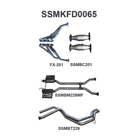 Ford Falcon AU 5.0L V8 XR8 Sedan Stainless Steel 2.5in Dual Full Exhaust System - Medium Noise Levels with Independent Rear Suspension