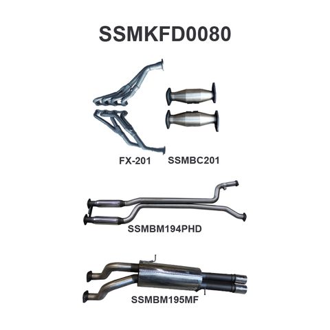 Ford Falcon AU 5.0L V8 XR8 Ute Stainless Steel 2.5in Dual Full Exhaust System - Medium Noise Levels