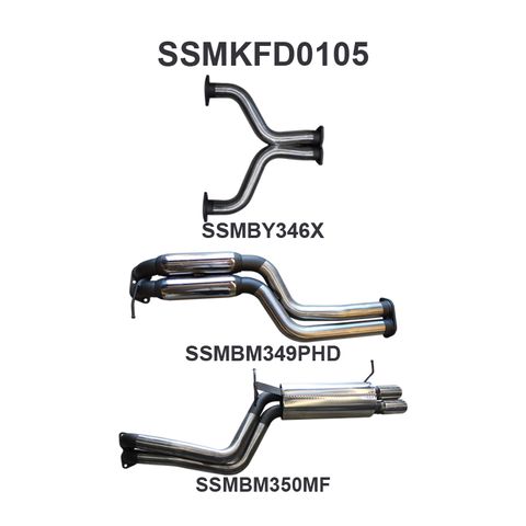 Ford Falcon BA, BF 5.4L Barra 3 Valve V8 XT Futura Sedan Stainless Steel 2.5in Dual Cat Back Exhaust - Medium Noise Levels (Driver's Side Exit)